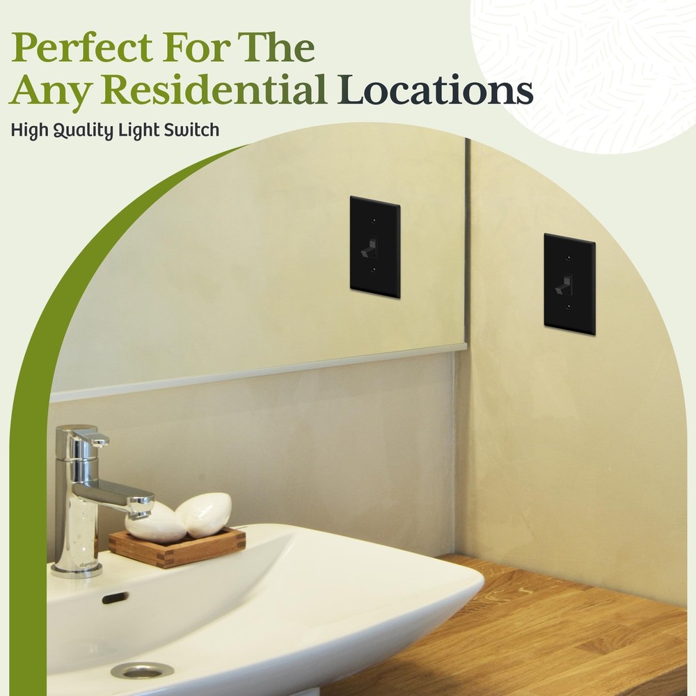 TG 3-Way Toggle Light Switch with Wall Plate, 15 Amp Electrical Wall Switch, ...