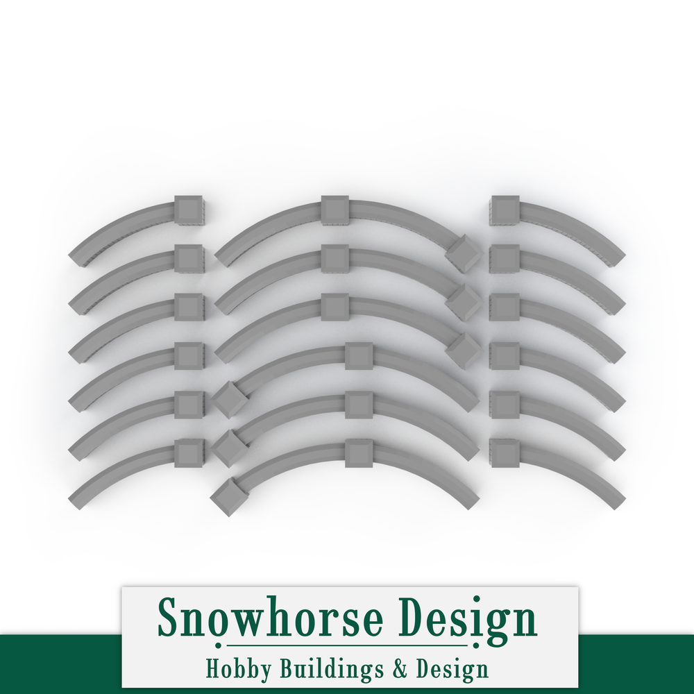 Brick Wall - Curved Segment Pack (HO Scale 1:87)