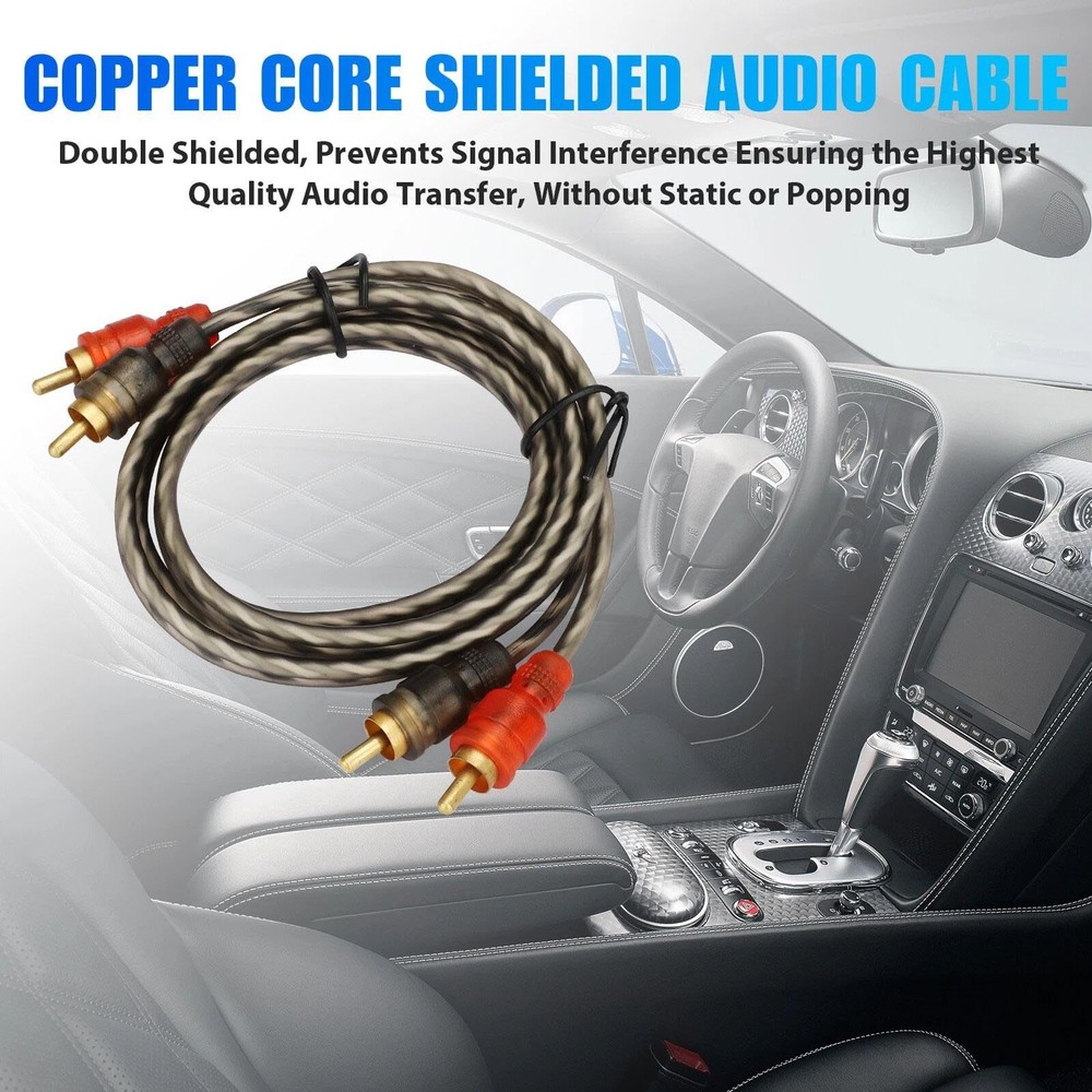 Professional 2PCS RCA Cables 2 Channel Twisted 4Ft Shielded Interconnect Wire