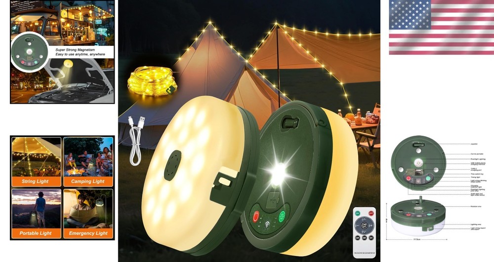Versatile Waterproof Camping Light String - USB Rechargeable & Remote Operated