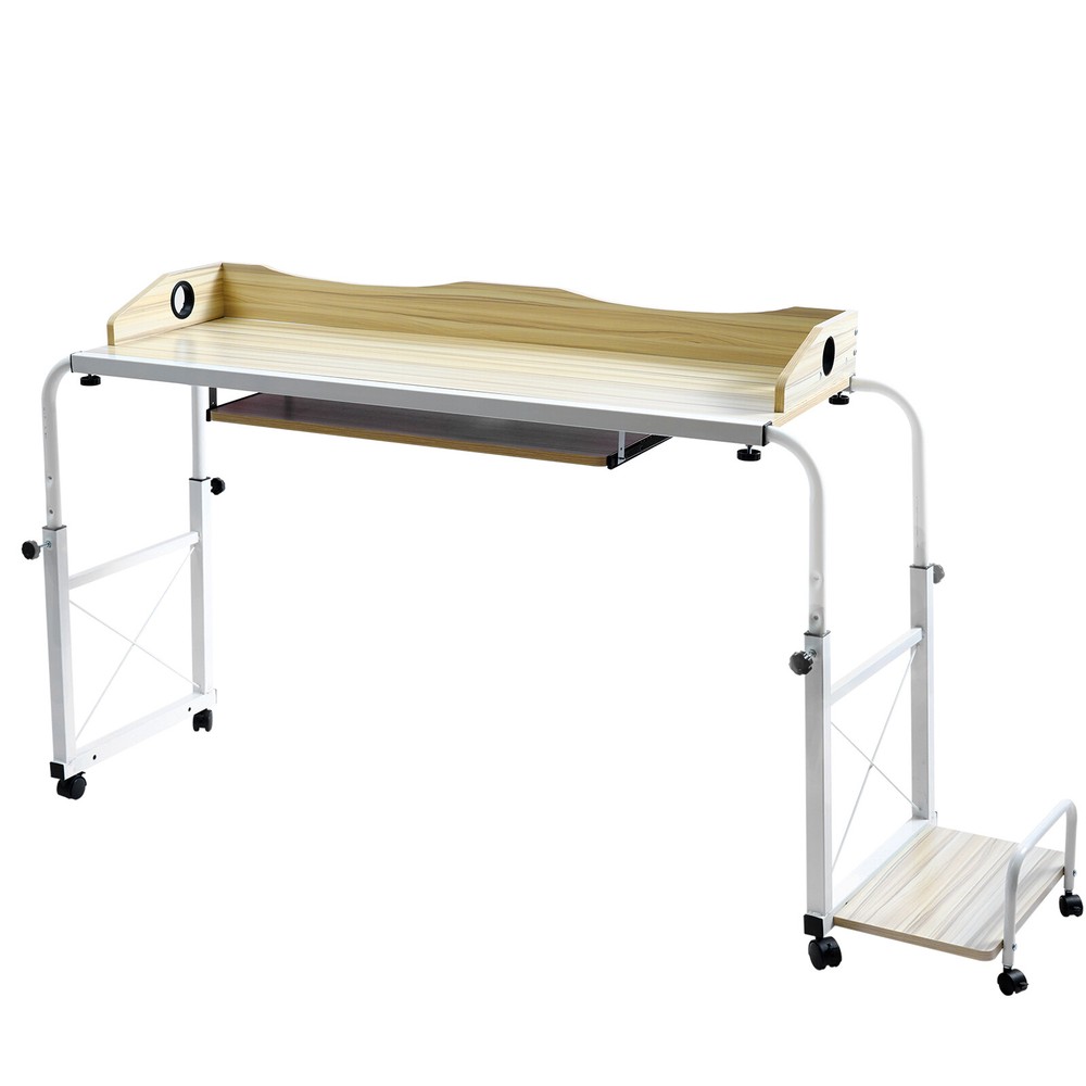 Overbed Table With Wheels Adjustable Over Bed Desk Multi-Functional Table Home