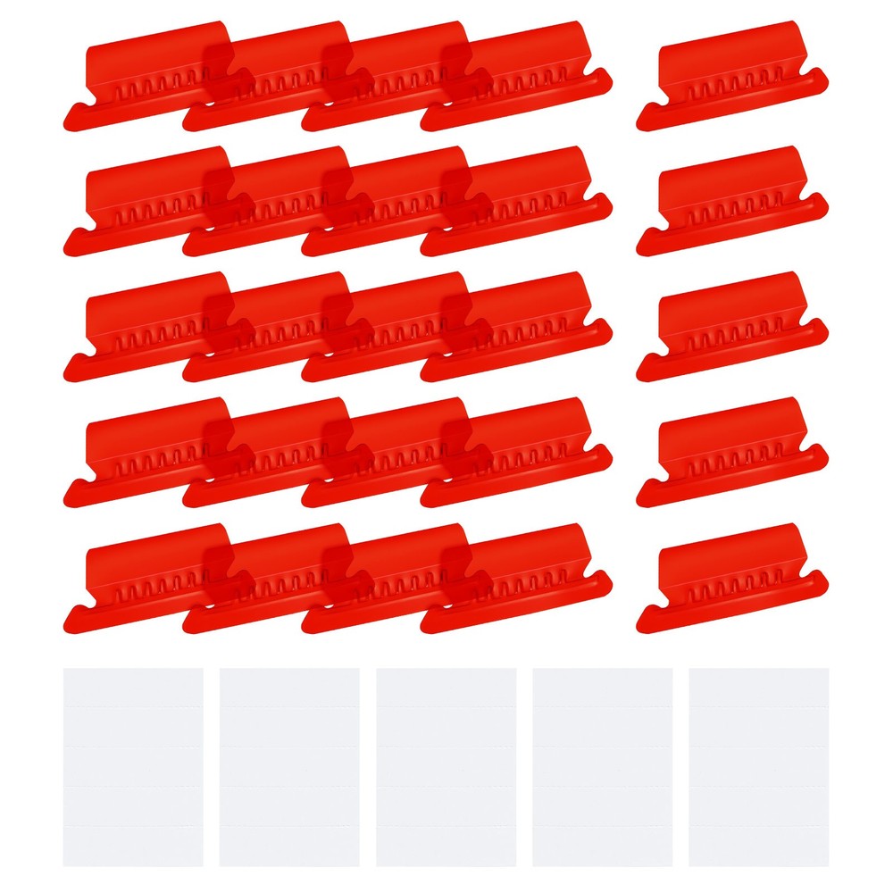 Hanging File Folder Tabs, 2 Inch File Folder Tabs and Inserts, Red, 50 Pcs