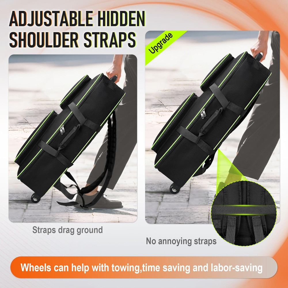 Rolling DJ Controller Case With Wheels Backpack 17.3" Laptop Multi Pocket Padded