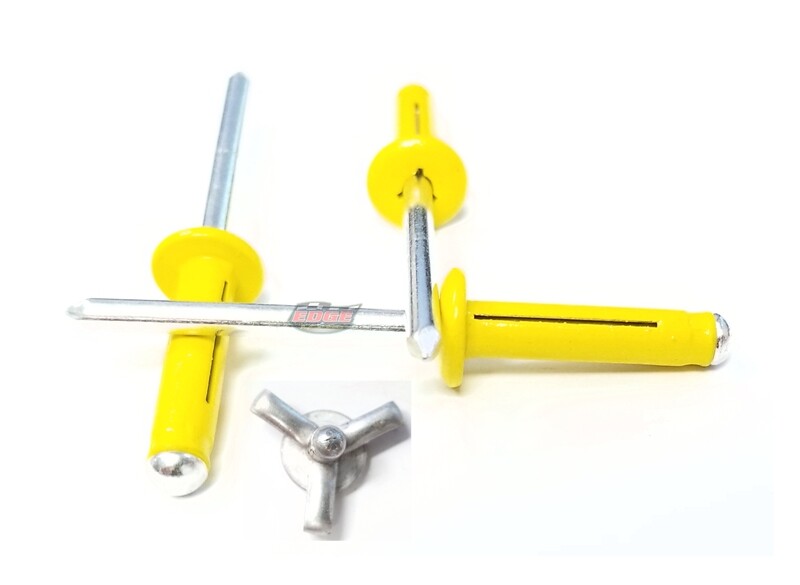 Yellow 3/16" Small Head Tri-Fold Exploding Aluminum Mandrel Pop Rivets 250 pack