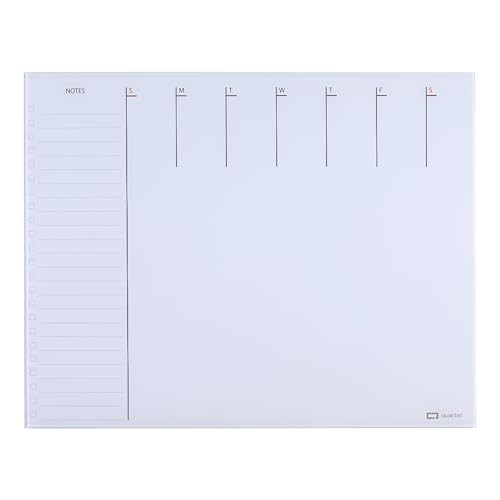 Glass Desktop Weekly Planner, 17" x 22", Whiteboard, Weekly Planner (White)