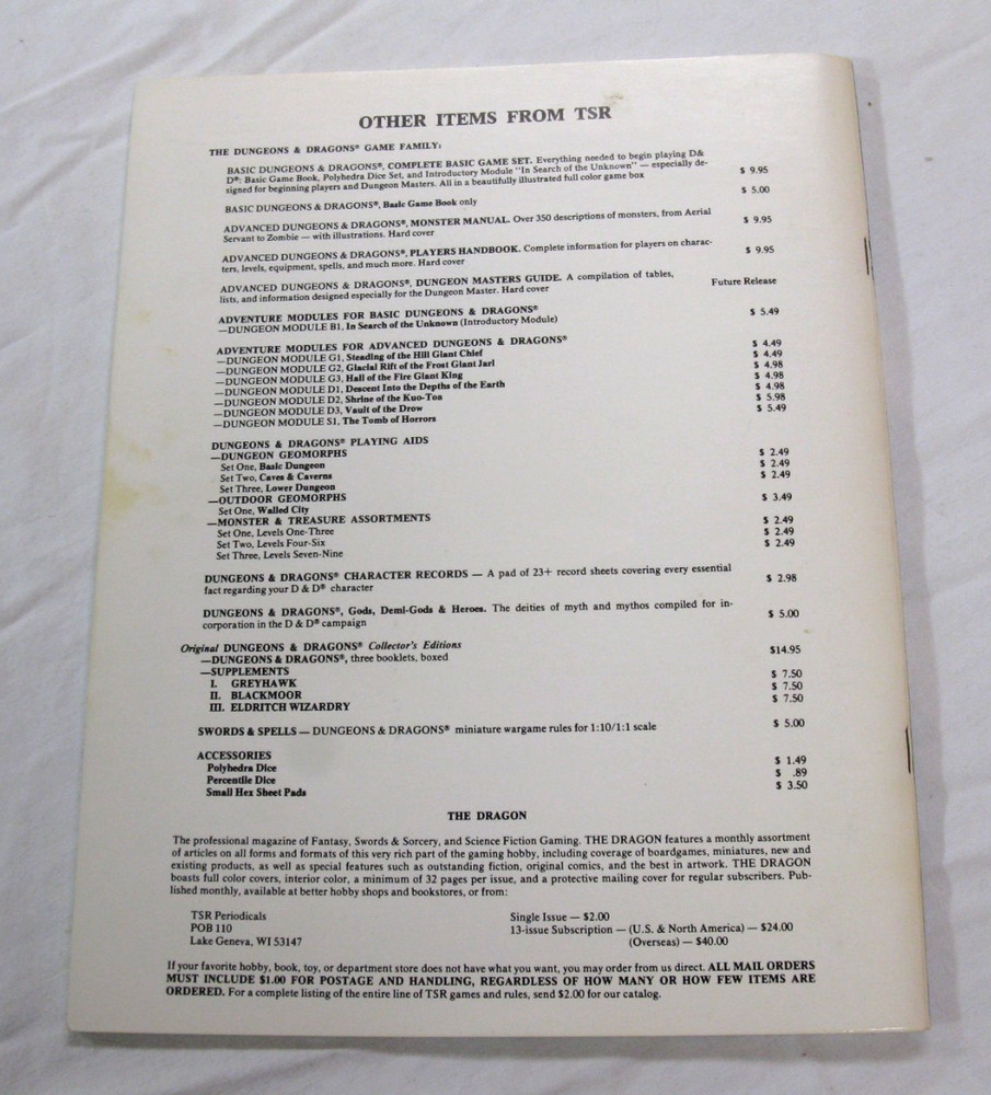 Dungeons & Dragons 1001 Basic Set 2nd Edition TRS Games Incomplete