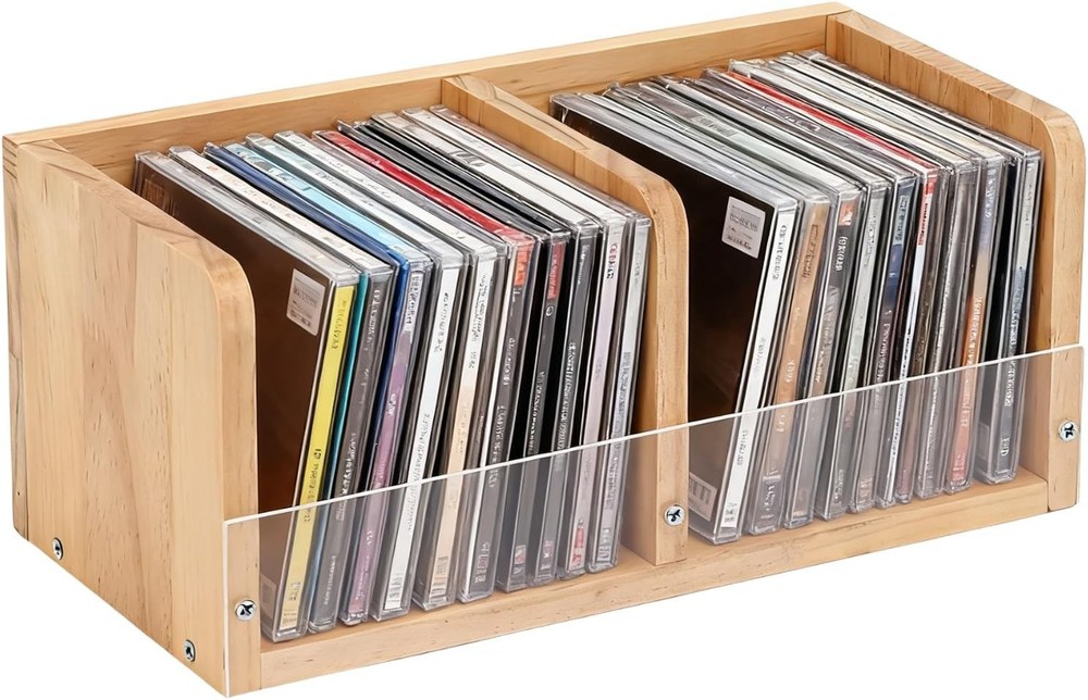Wooden CD Holder Rack Stand Organizer Disc Storage Display Cube for Home