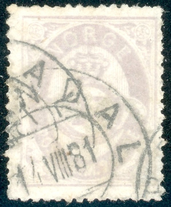 Norway 1877 Post Horn 25ore (Scott #28), Used