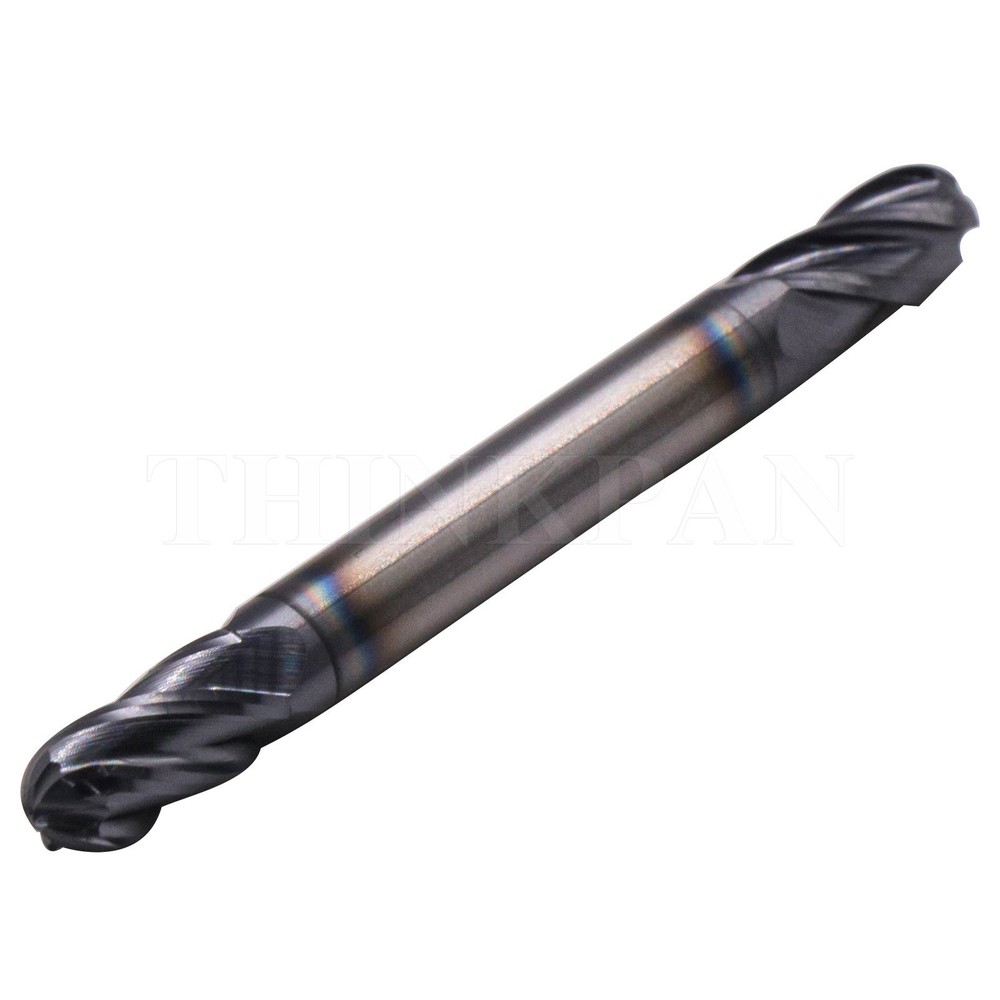 5Pcs 1/4" 4 Flute Solid Carbide Ball Nose End Mill - Double End - AlTiN Coated
