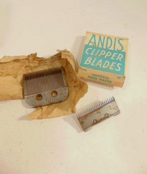 2 old, used, Andis Clipper blades in old box