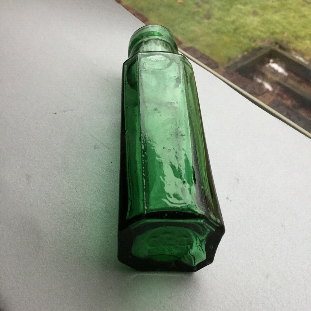 Small Green Antique Condiment Bottle