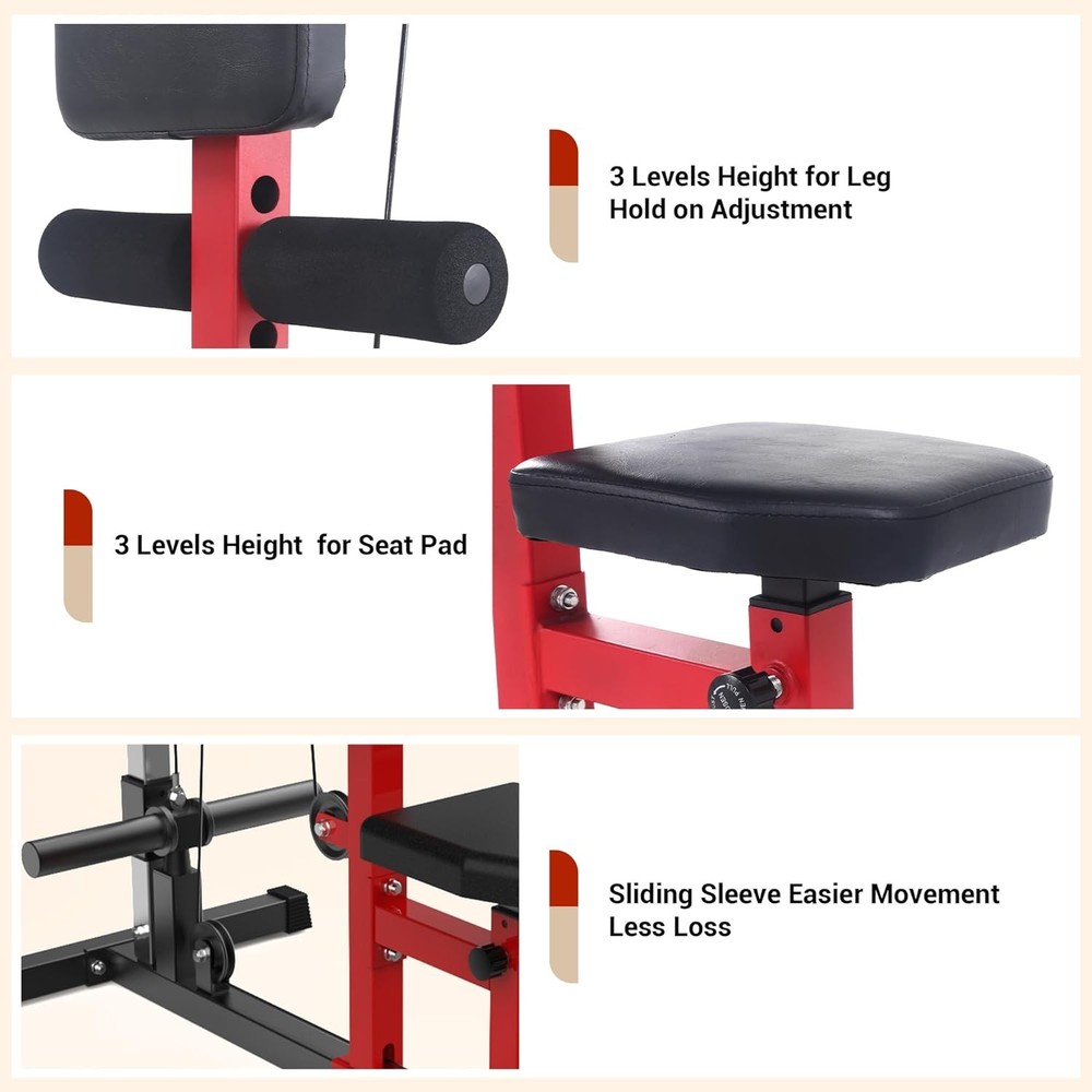 Lat Pull Down Machine System Workout Equipment w/ Seat & Knee Support 500LB