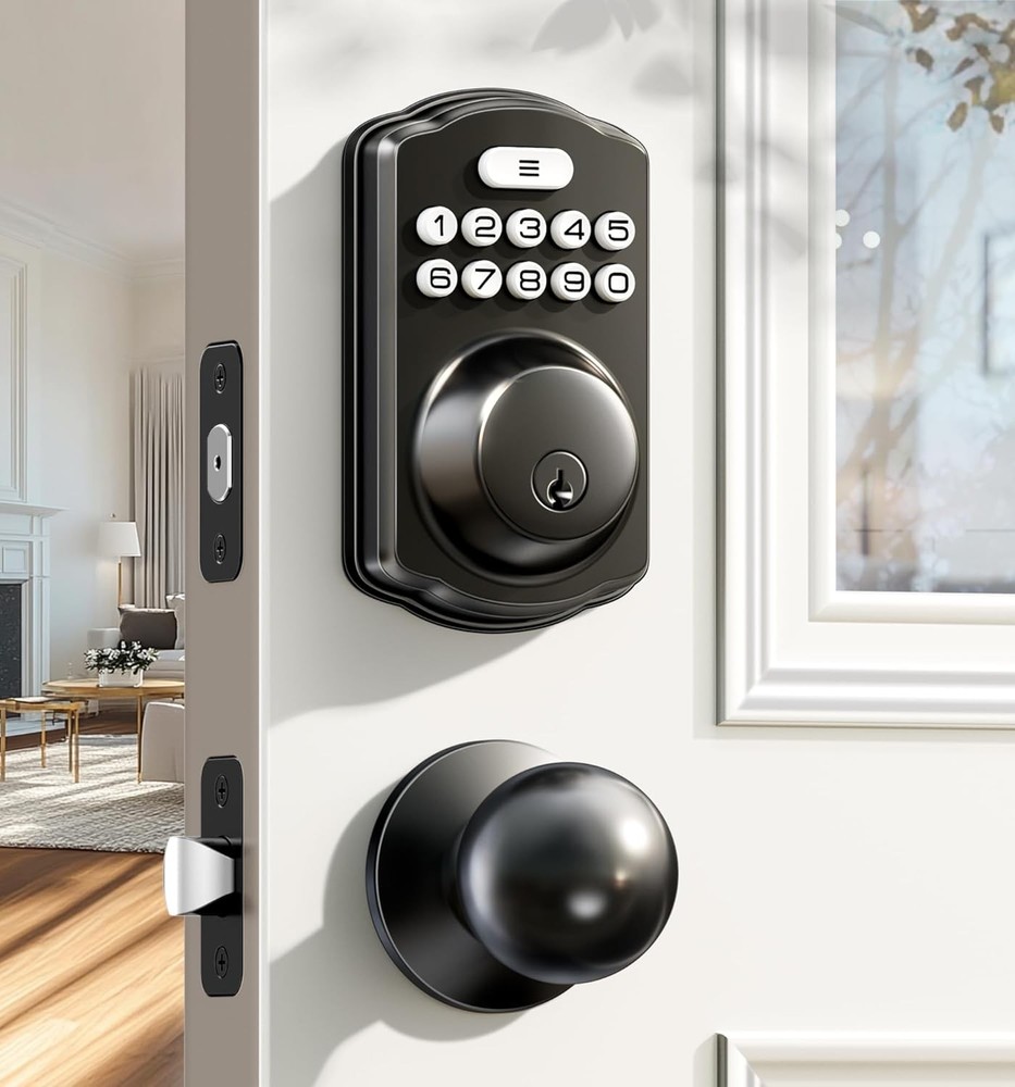Keyless Entr DoorLock2 Knobs Electronic Backlit Keypad Deadbolt with Handle Set