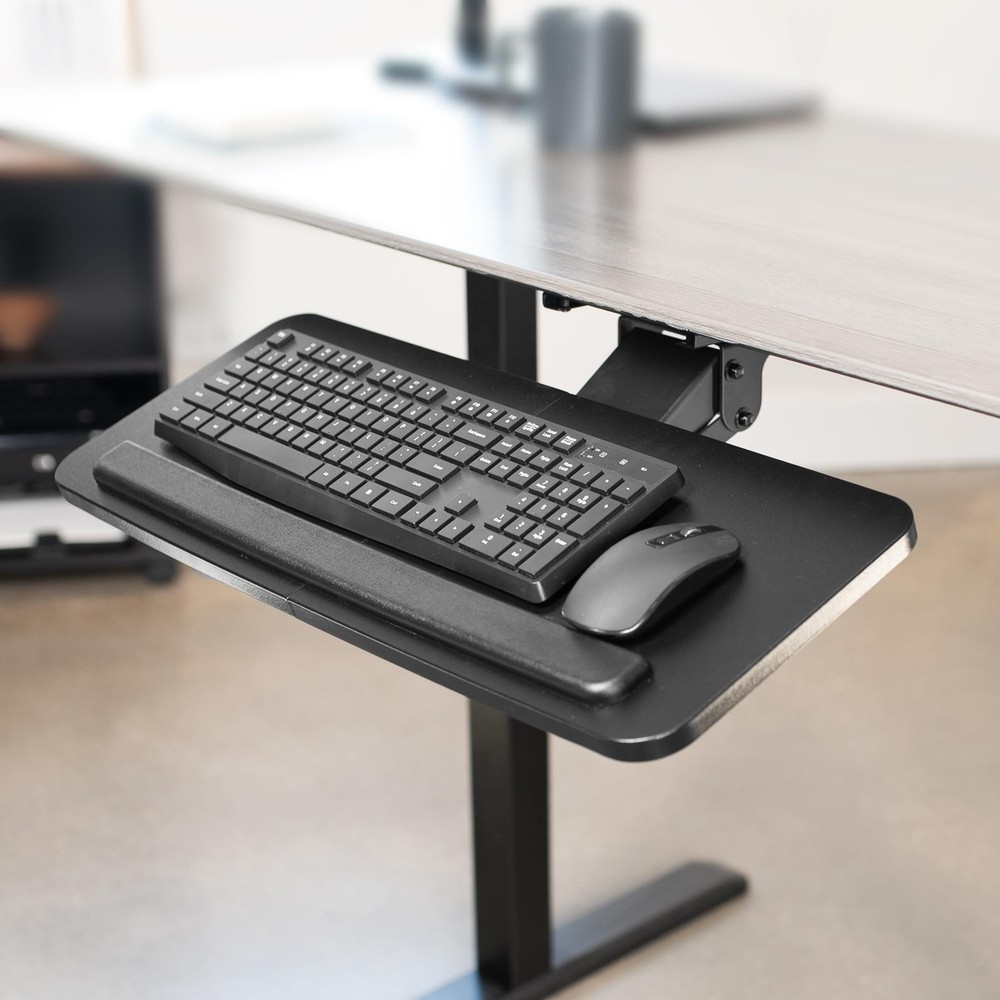 Adjustable Computer Keyboard & Mouse Platform Tray Ergonomic Under Table Desk...