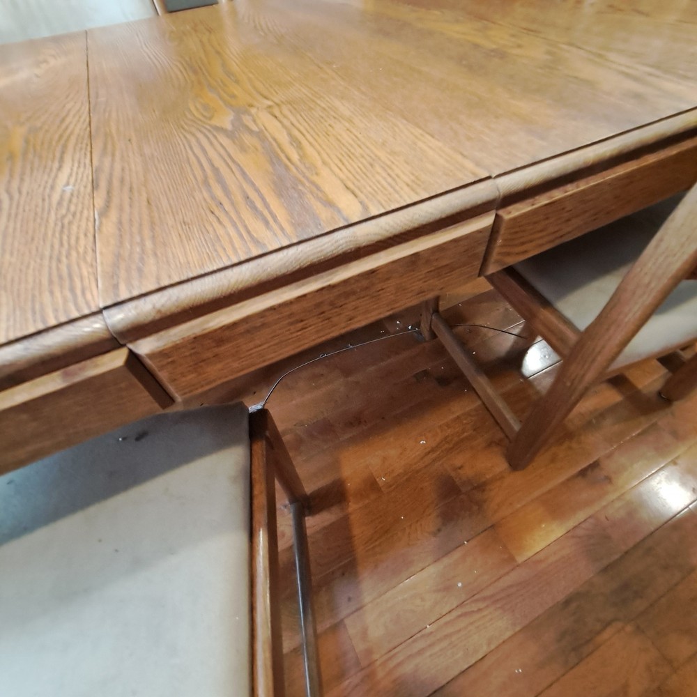 Solid Oak Dining Set 72" With 2 Leafs And 6 Chairs