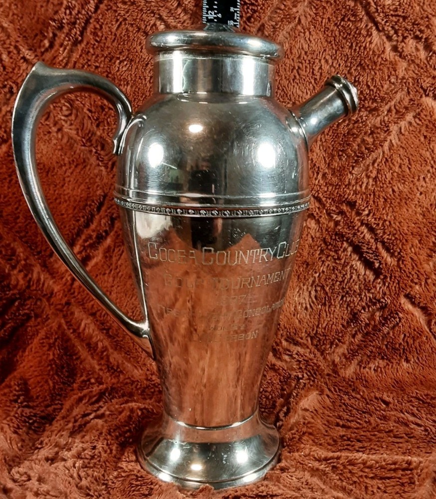 Antique Silver Plated Cocktail Pitcher Engraved