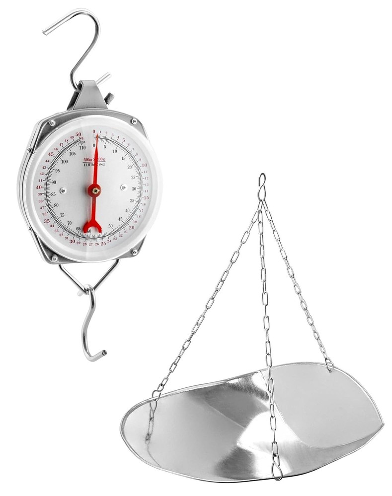 QWORK 110 lbs Large Display Spring Dial Weight Scale & silver