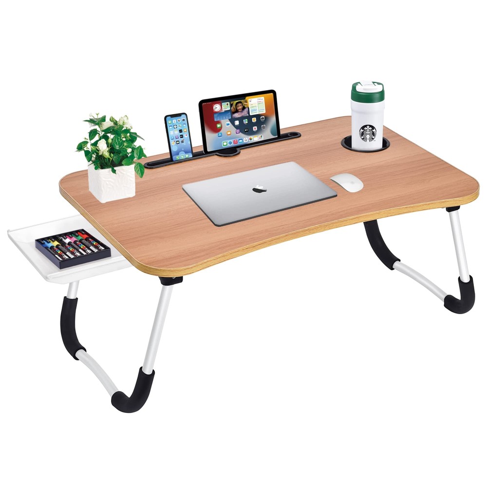 Laptop Bed Desk Table Tray Stand with Cup Holder