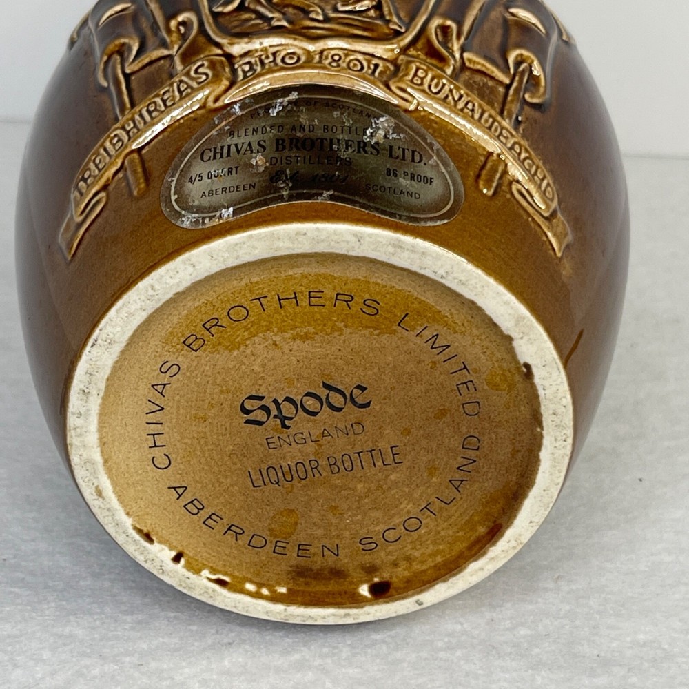 Empty Decanter Chivas Scotch Bottle 1801 Ceramic Cork Top Brown Ceramic Spode