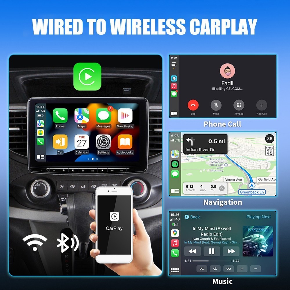 USB Wireless CarPlay Adapter Dongle for Apple iPhone & Android Auto Plug & Play