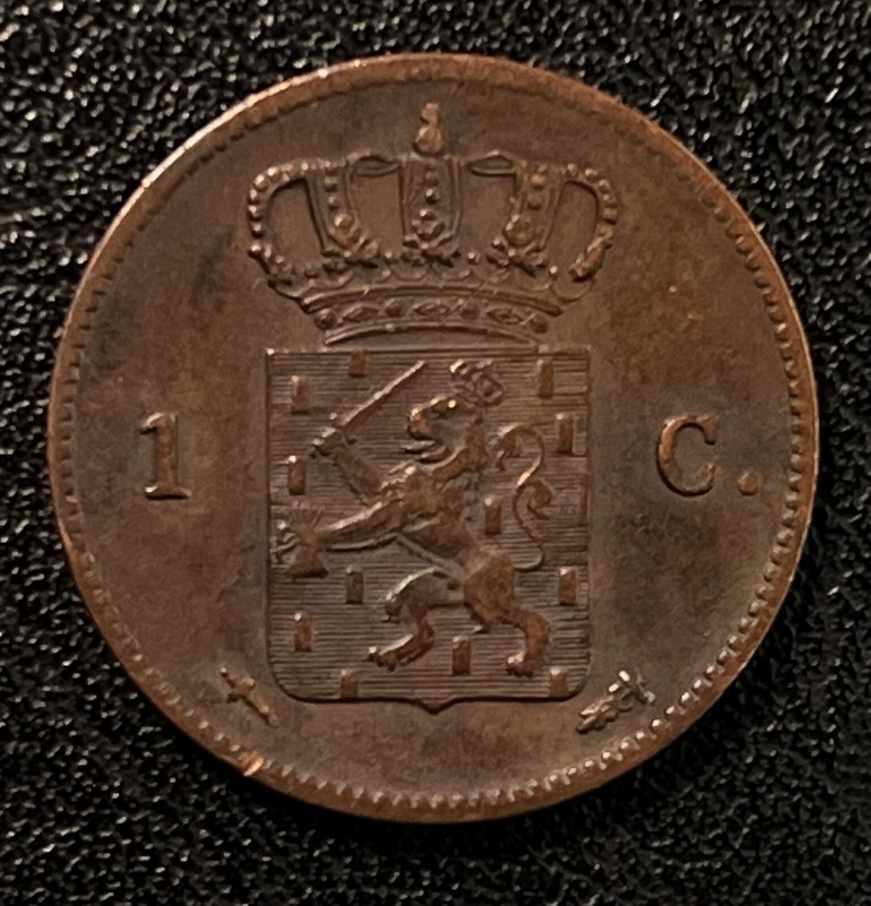 1863 Netherlands 1 Cent Copper Coin XF