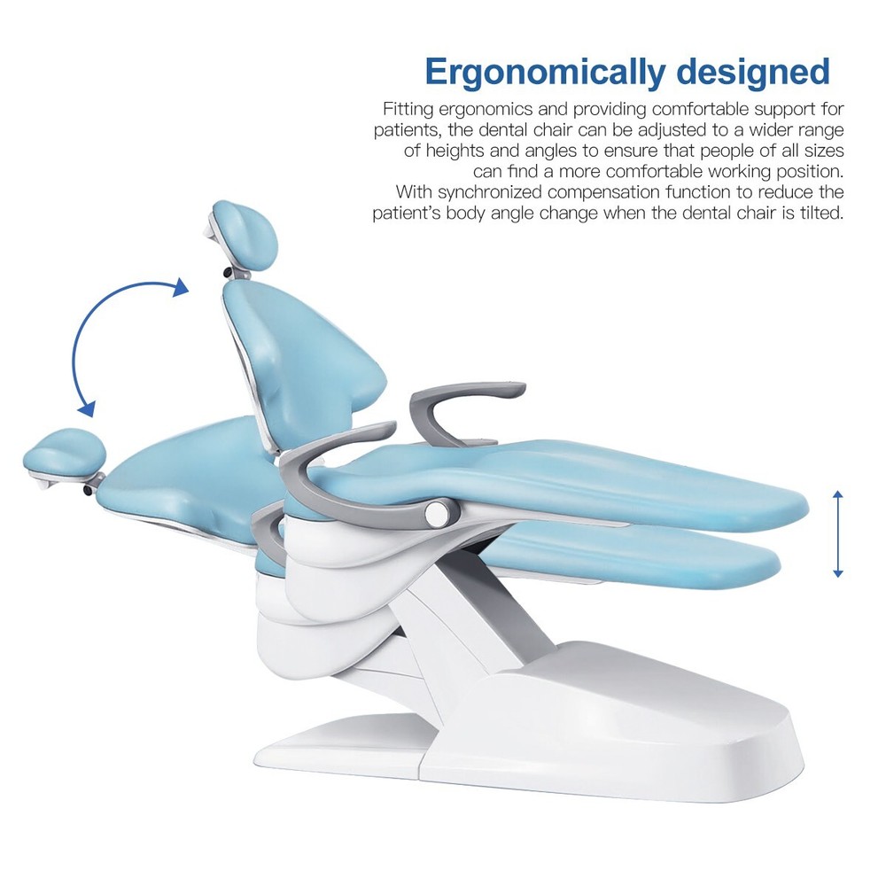 Dental Unit Chair Computer Controlled DC Motor PU Leather+ Assistant Stool