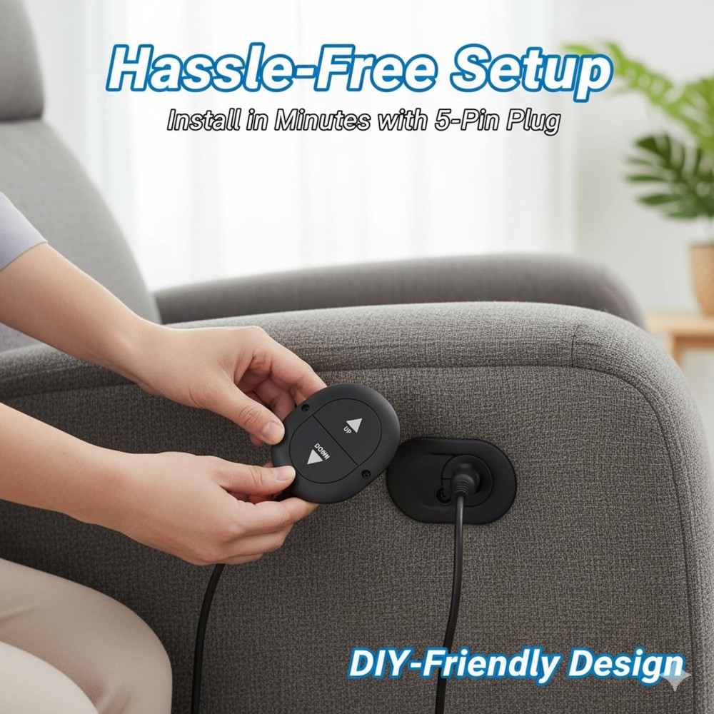 2 Button 5 Pin Electric Sofa Hand Controller - Recliner Chair Switch w/Extens...