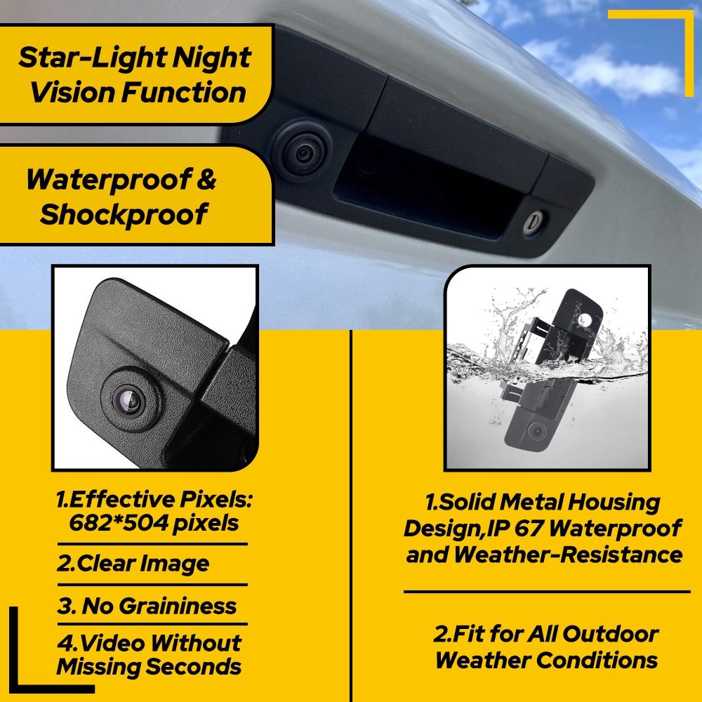 For 2009-2017 Dodge Ram 1500 2500 3500 Tailgate Car Backup Reverse Handle Camera