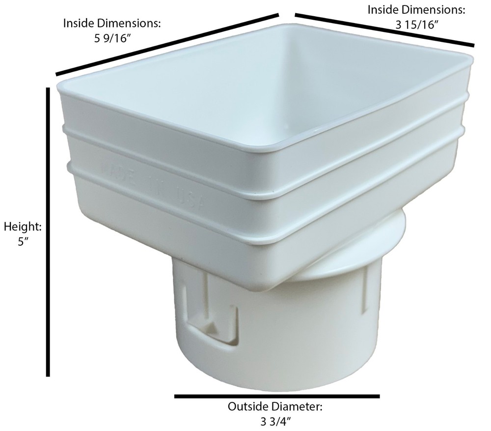 4x5x4 White Downspout Tile Adapter