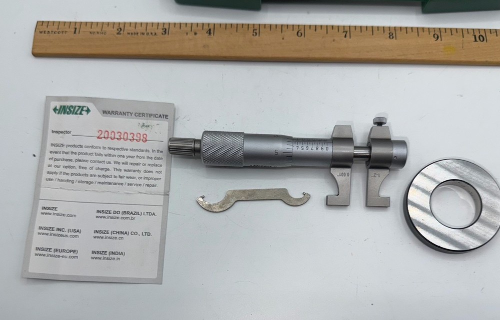 Insize Inside Micrometer 1–2 Inch .001 Graduation With Case And Standard