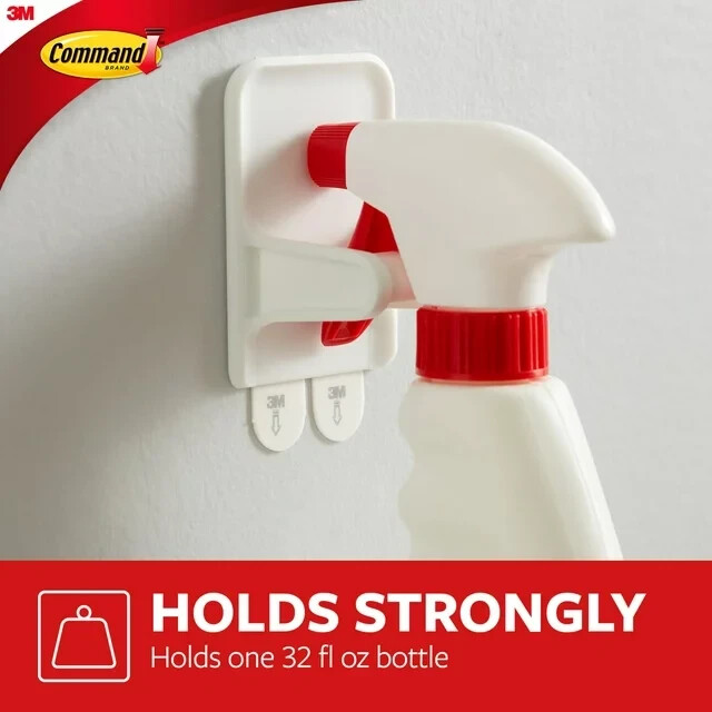 Command Spray Bottle Hangers, 2 White Hangers, 4 Strips