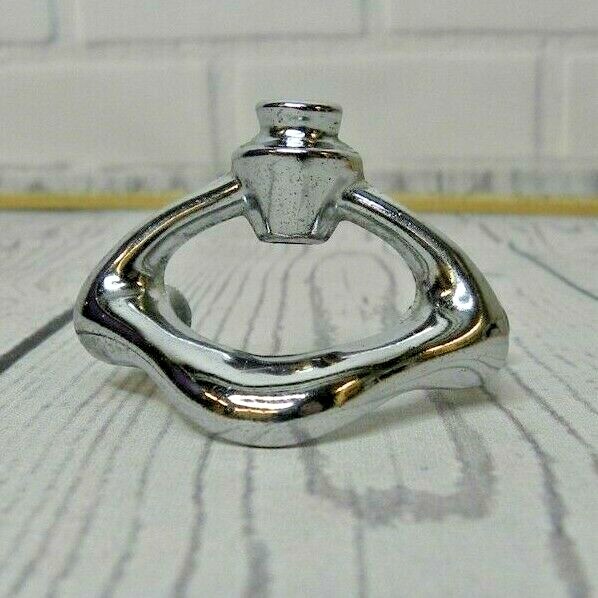 Vintage Chrome Small MidCentury Modern Deco Hardware Cabinet Handle Drawer Pull
