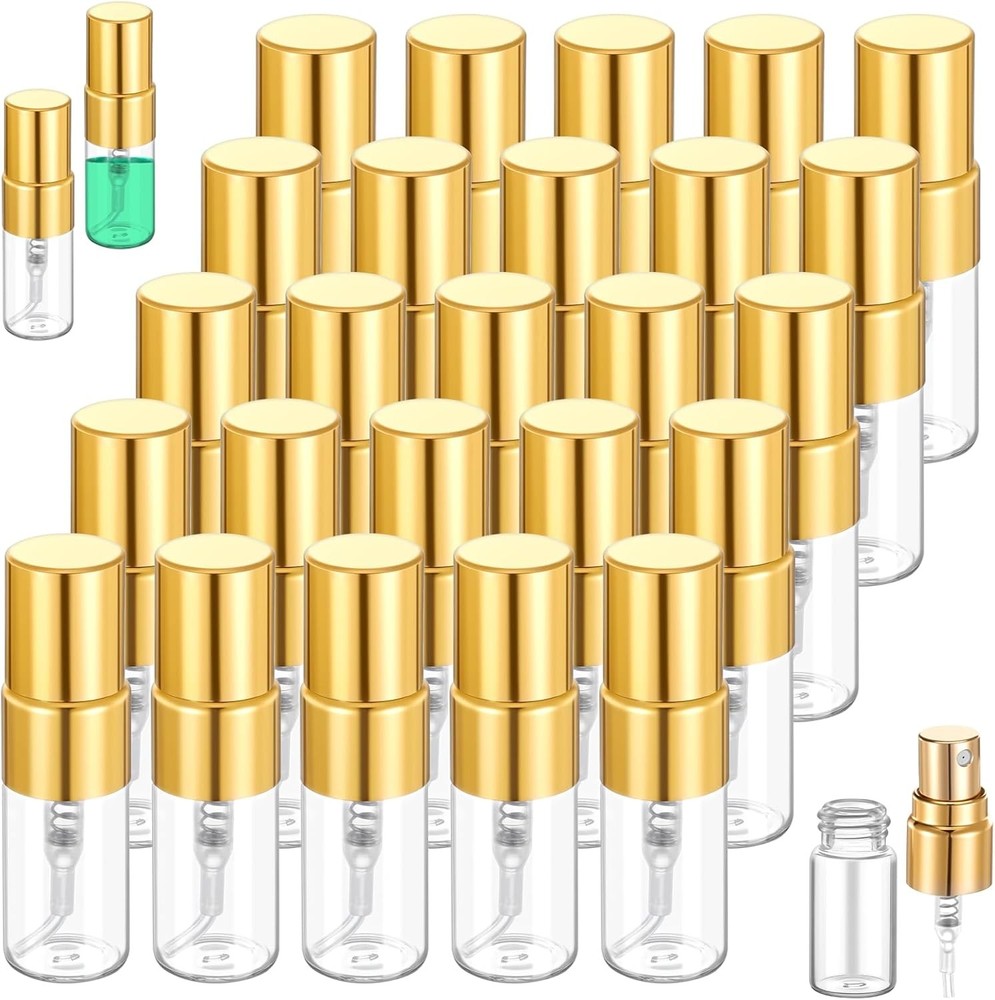 50Pcs 2ml Glass Spray Bottle Empty Tiny Perfume Sample Bottles Atomizer Clear At