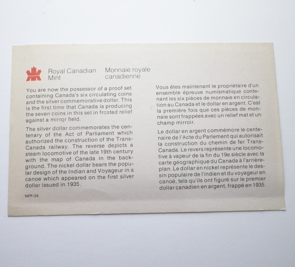 1981 Canada Double Dollar Proof Set - Railway Centennial - w/ Silver $. B19