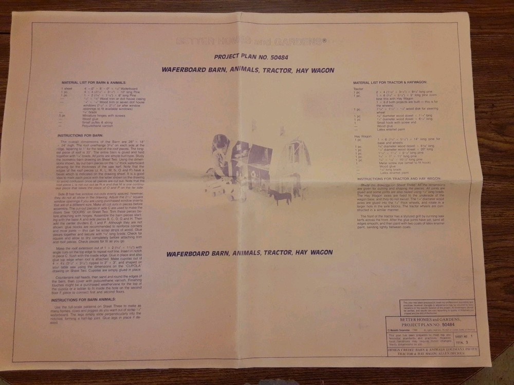 Barn Doll House Project Plans 1980's