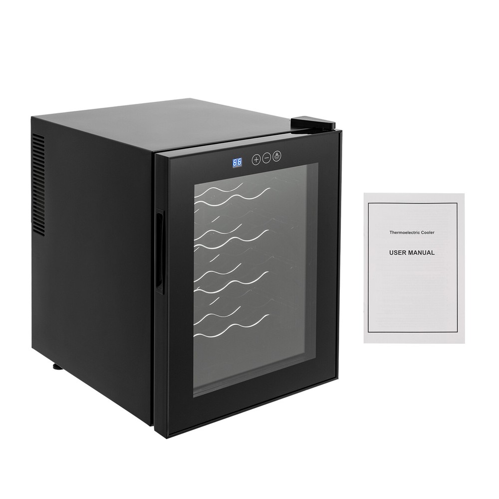 Black Wine Fridge 48L 20-Bottles Small Wine Cooler Rectangular Wine Cellar 110V