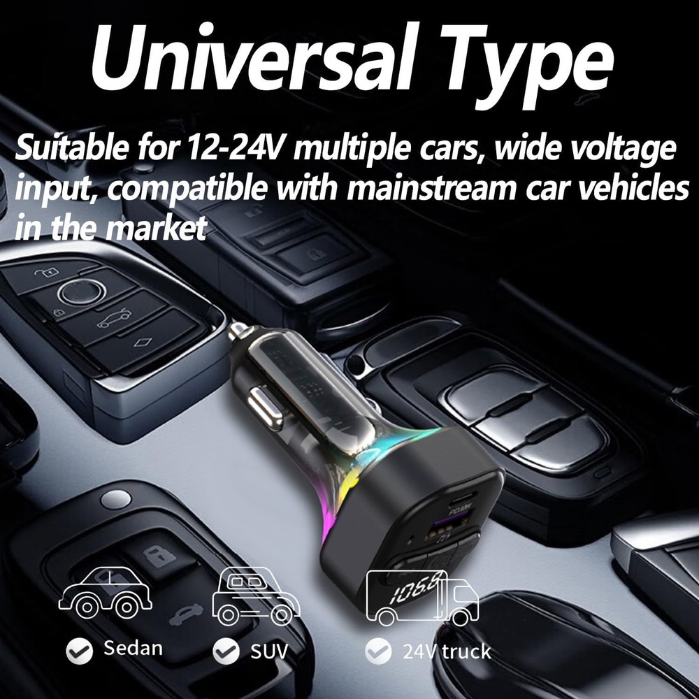 Transmitter Bluetooth FM for Car Bluetooth Car Adapter with Type-C PD 30W Charge