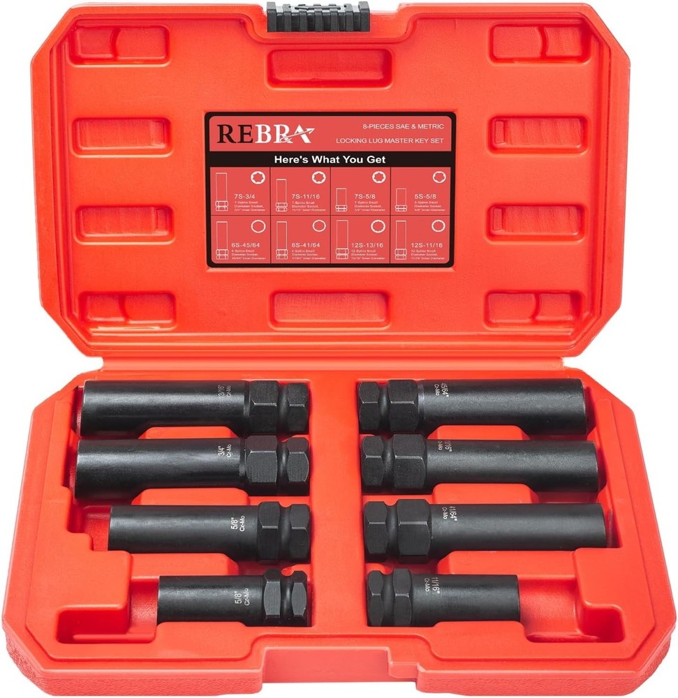 6 Spline & 7 Spline Lug Nut Socket Set, Spline Lug Nut Lock Key, Locking Wheel