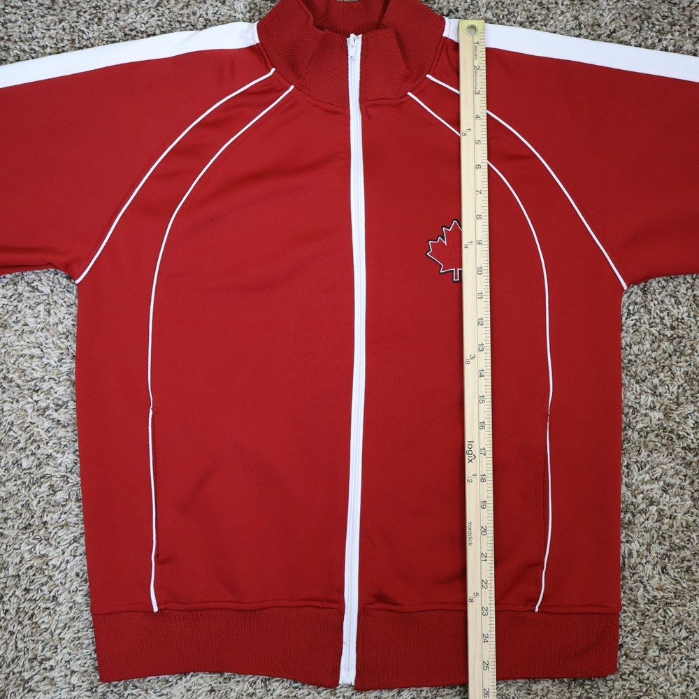 Y2K No Boundaries Canada Mens Track Jacket Red White Stripe Size Medium