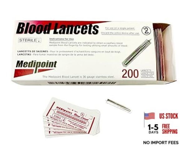 Stainless Steel Lancet, 200 Count