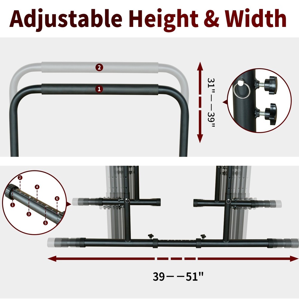 Power Tower Dip Station w/Bench Pull Up Bar Stand Adjustable For Home Strength