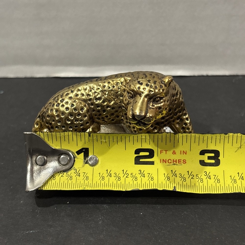 Elgin Leopard Desk Top Mini Clock Goldtone Untested