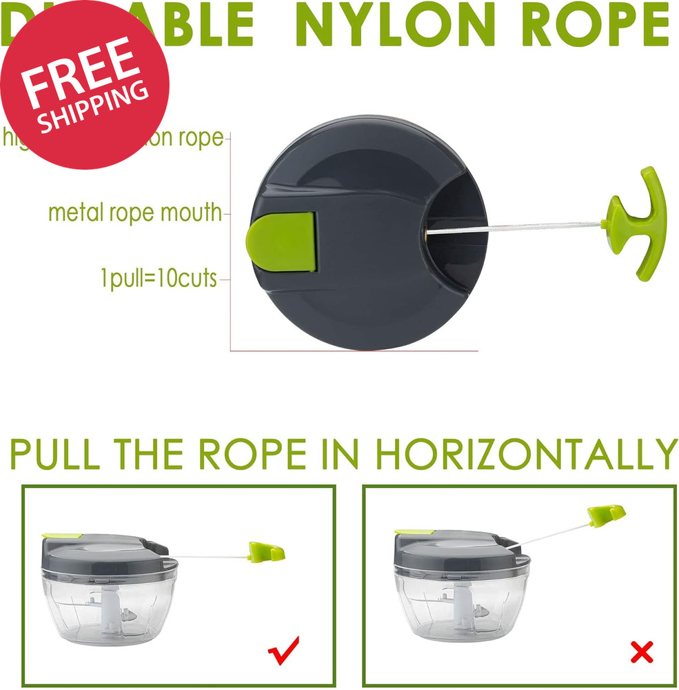 Multi-Function Manual Food Chopper Processor with Handle Cover Vegetable Mincer