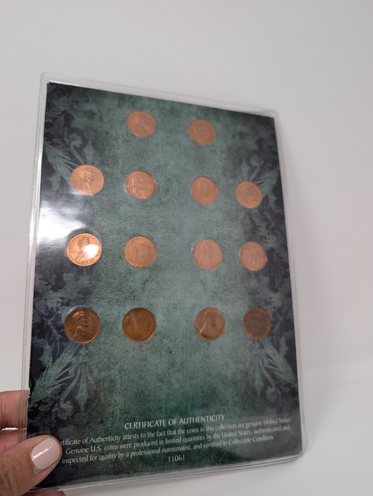 Brilliant Uncirculated Penny Design Collection P & D Mints COA Display
