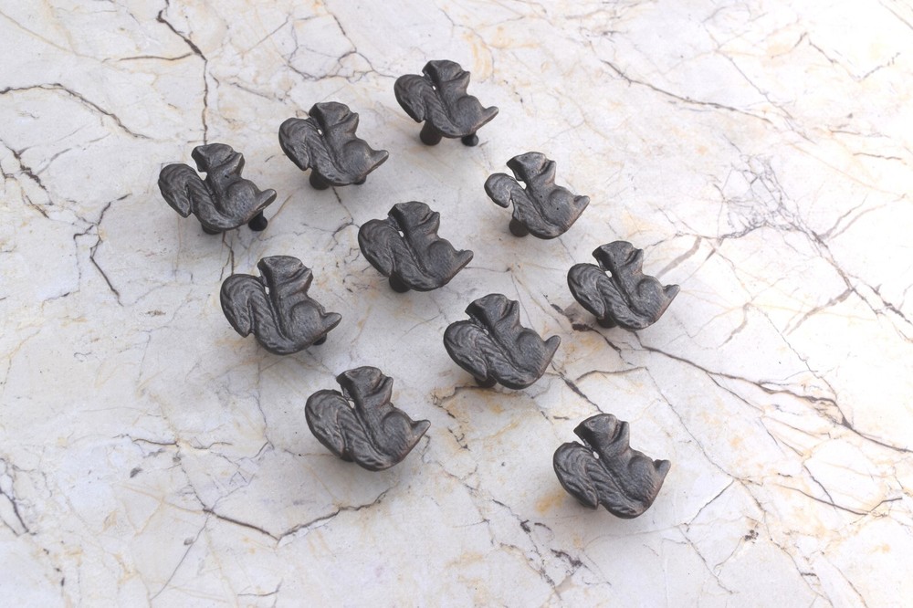 Squirrel Shape Vintage cast iron cabinet drawer door Gate knobs handles pull 10p