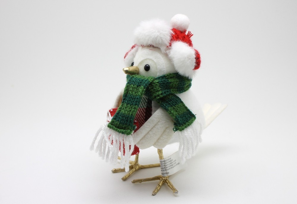 Winter Christmas White Bird 7.5" With Gift