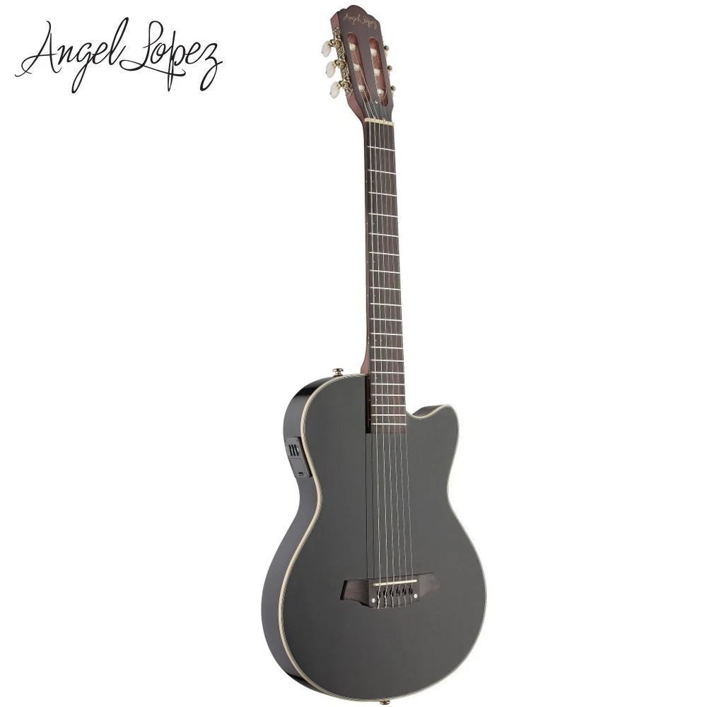 Angel Lopez EC3000CBK Solid Body Classical Acoustic Electric Guitar - Black