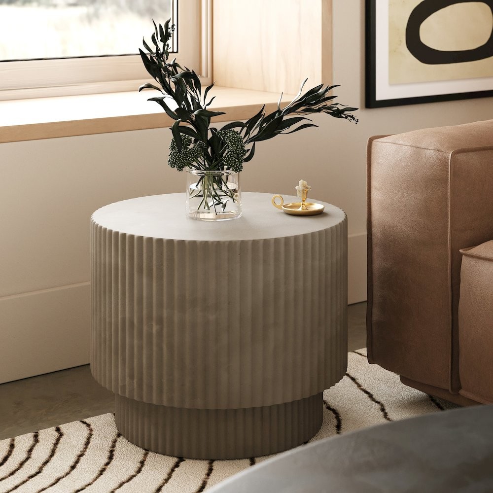 Modrest Gruver - Modern Grey Concrete End Table