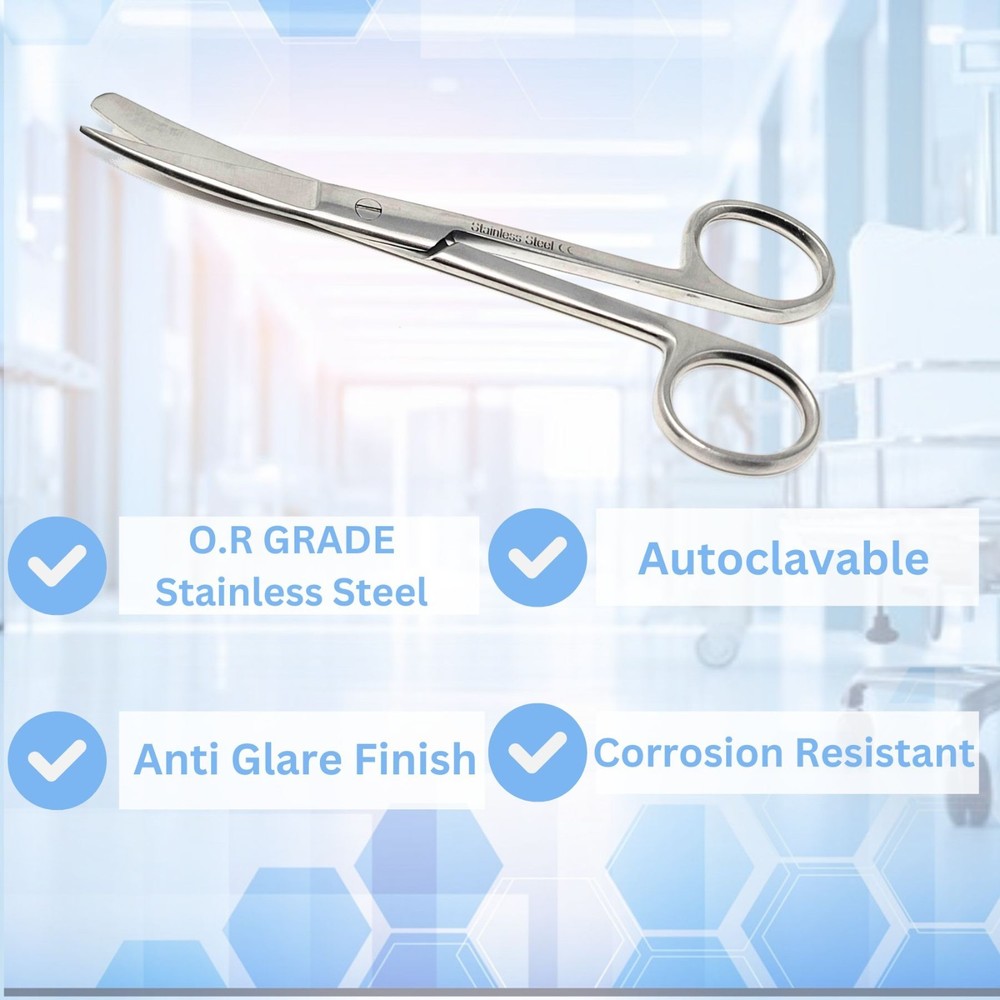 O.R Grade Operating Scissors 6.5" Curved Sharp Blunt