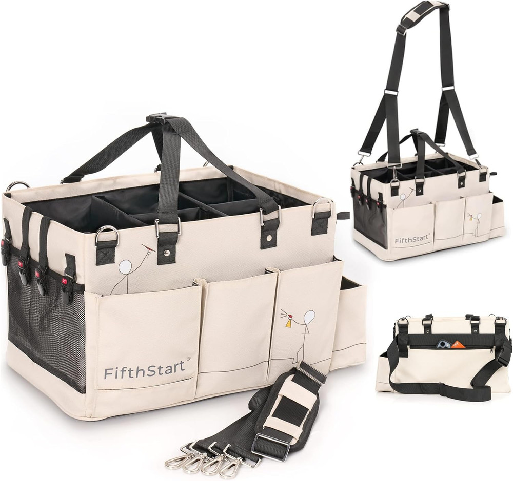 Multiuse Cleaning Caddy - Adjustable Straps & Caddy Organizer with Handle - Mesh